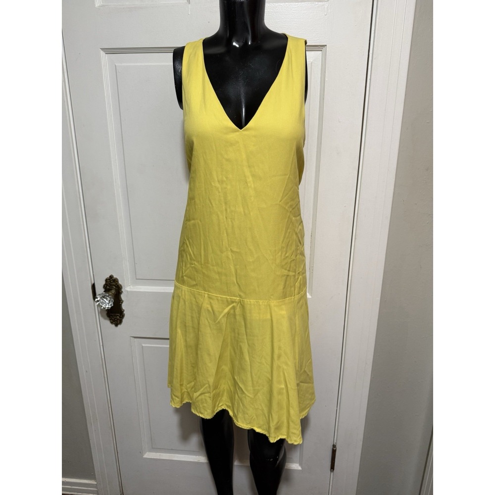 Yellow Frnch Medium Large Sleeveless Dress V Neck Womens